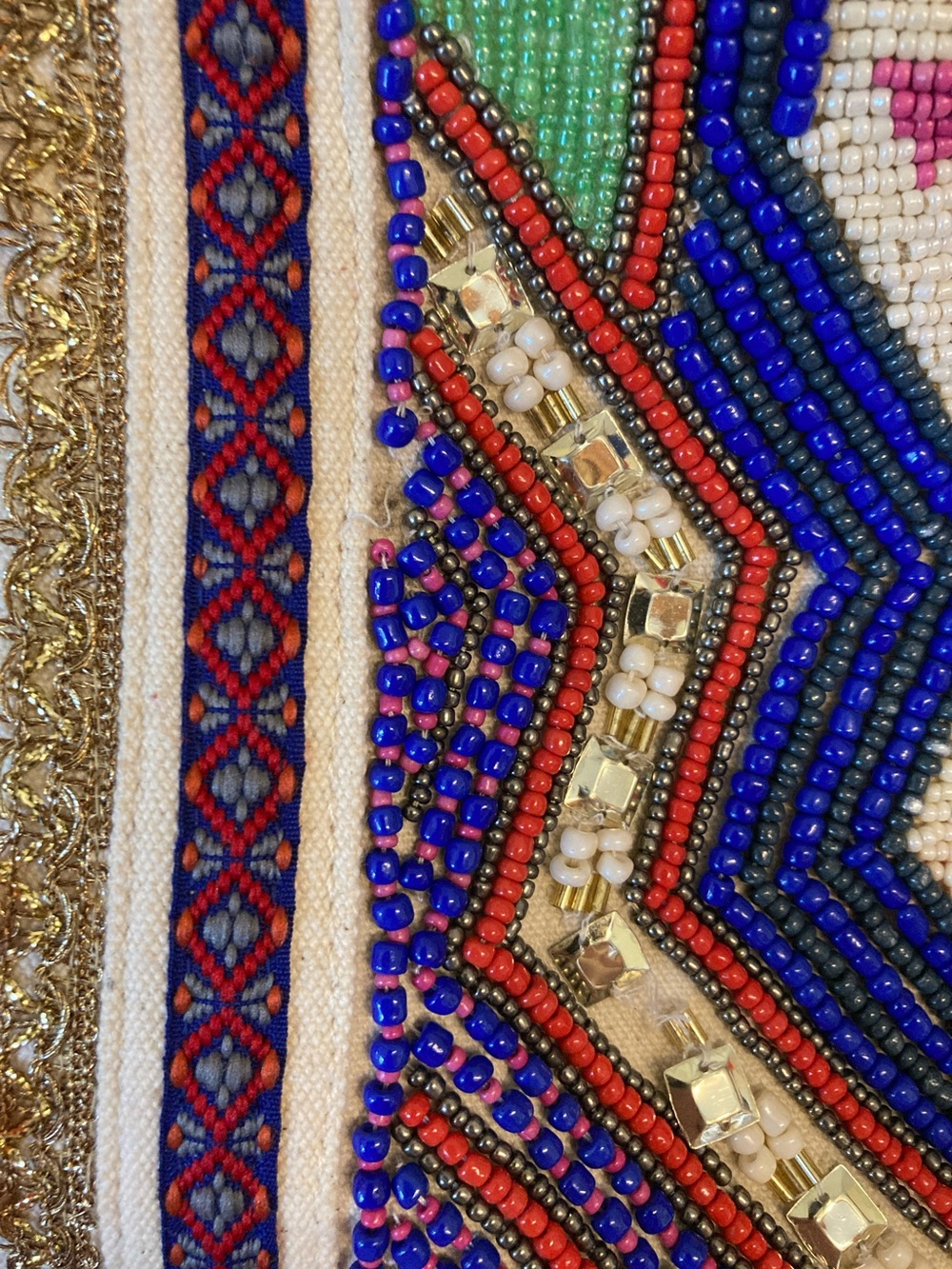 America & Beyond Boho Embroidered & Beaded  Tote Bag with Pom Pom Tassels - Picture 5 of 17
